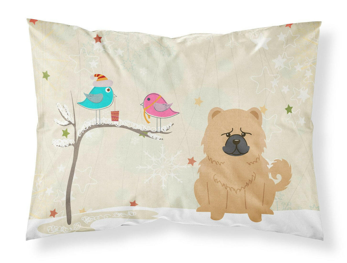 Christmas Presents between Friends Chow Chow Cream Fabric Standard Pillowcase BB2616PILLOWCASE by Caroline&#39;s Treasures