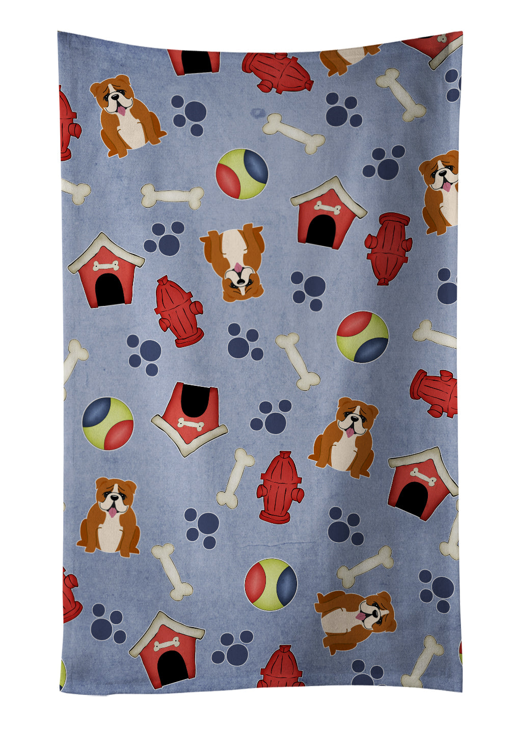 Dog House Collection English Bulldog Red White Kitchen Towel BB2733KTWL - the-store.com