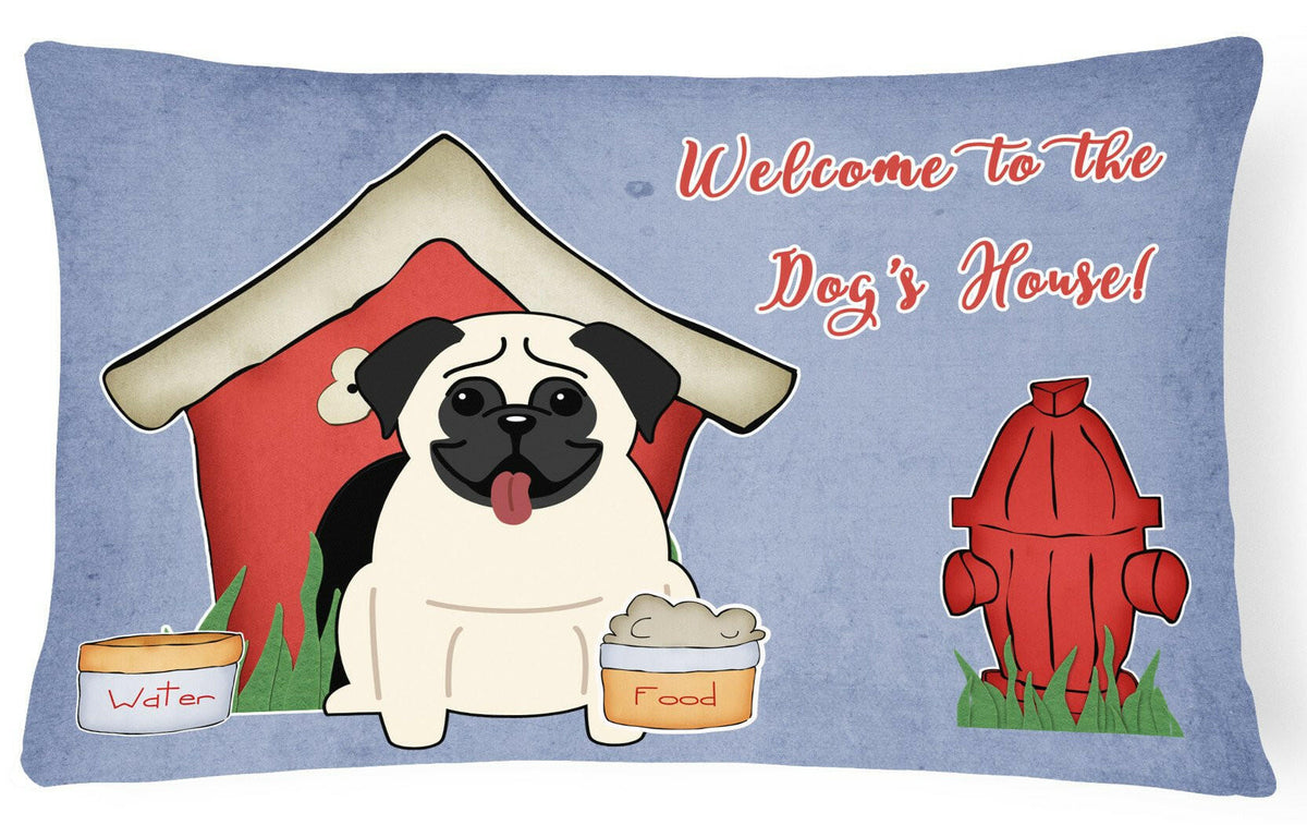Dog House Collection Pug Cream Canvas Fabric Decorative Pillow BB2758PW1216 by Caroline&#39;s Treasures
