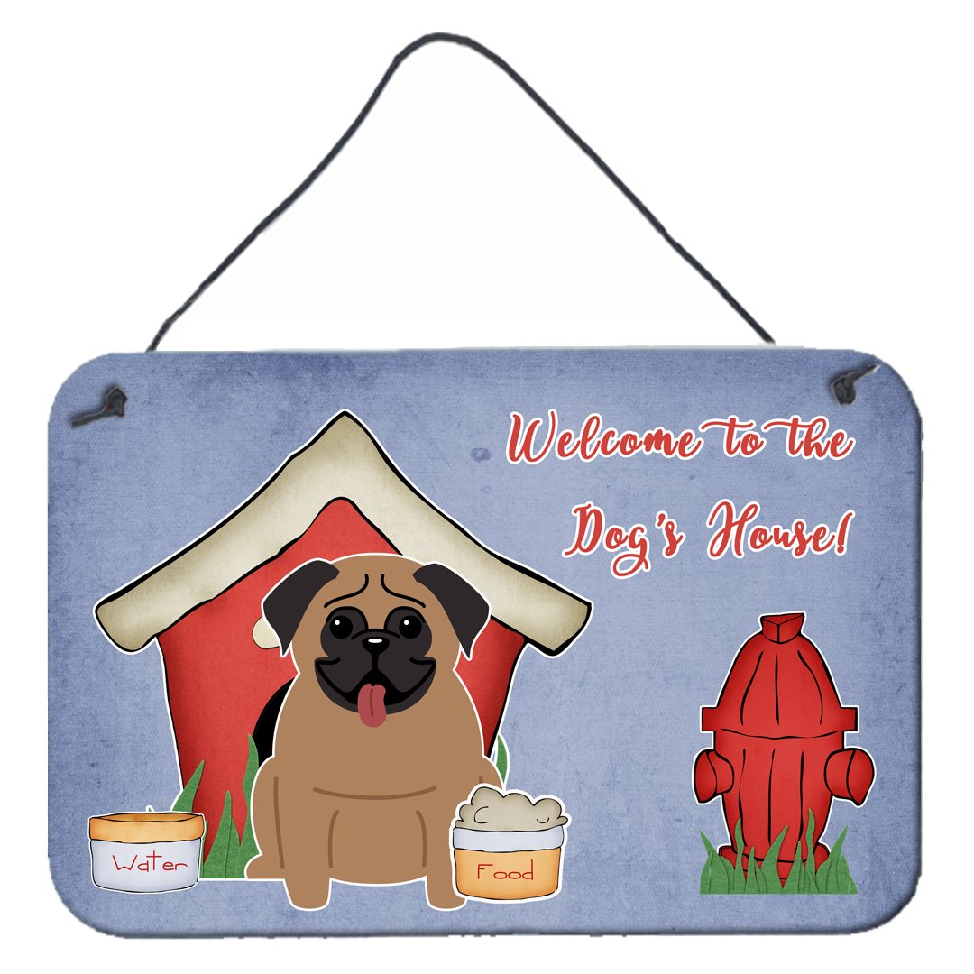Dog House Collection Pug Brown Wall or Door Hanging Prints BB2759DS812 by Caroline&#39;s Treasures