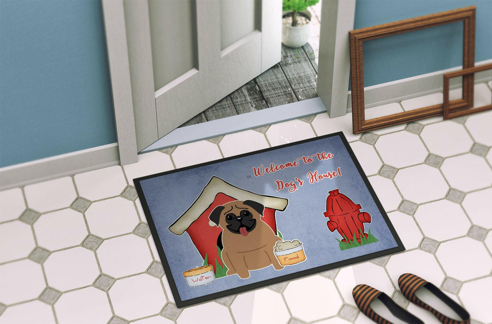 Dog House Collection Pug Brown Indoor or Outdoor Mat 24x36 BB2759JMAT - the-store.com