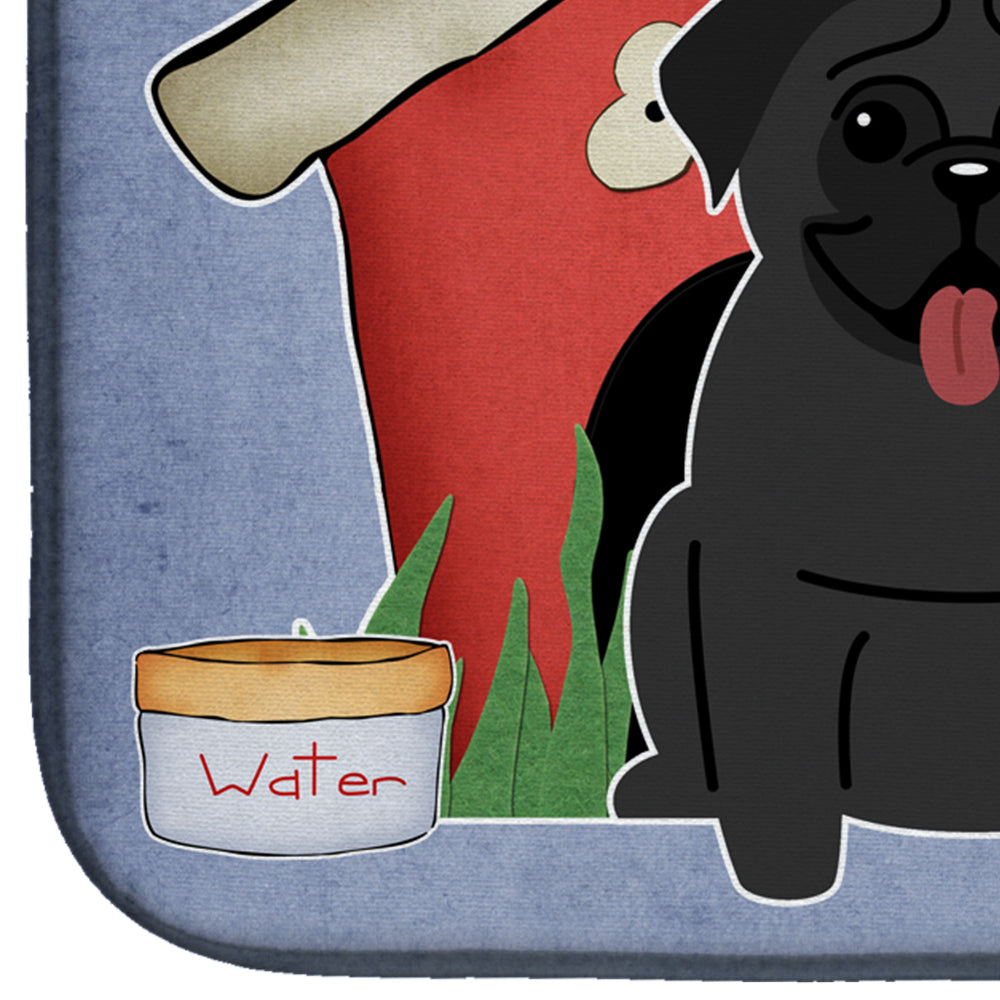 Dog House Collection Pug Black Dish Drying Mat BB2760DDM  the-store.com.