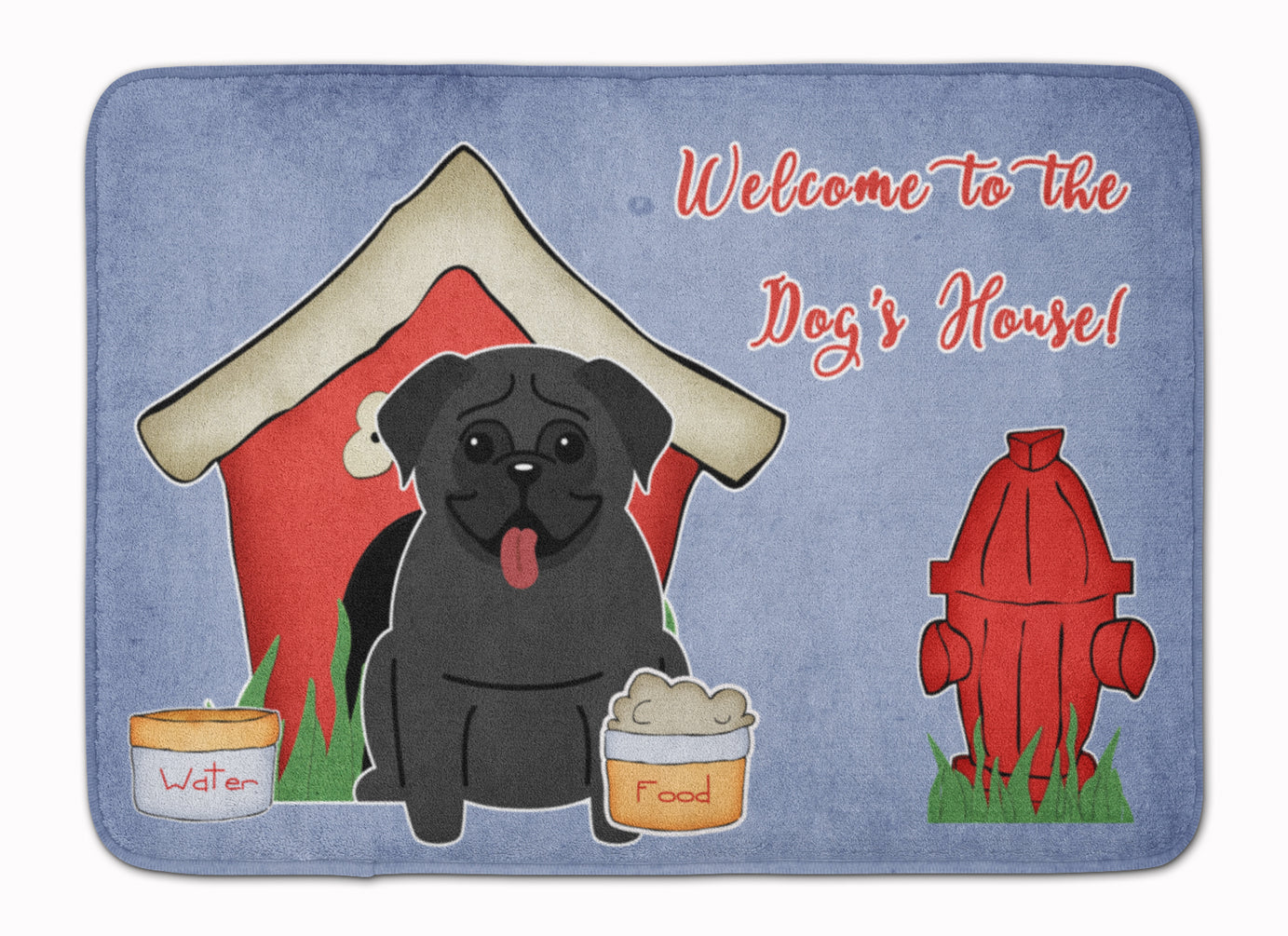 Dog House Collection Pug Black Machine Washable Memory Foam Mat BB2760RUG - the-store.com