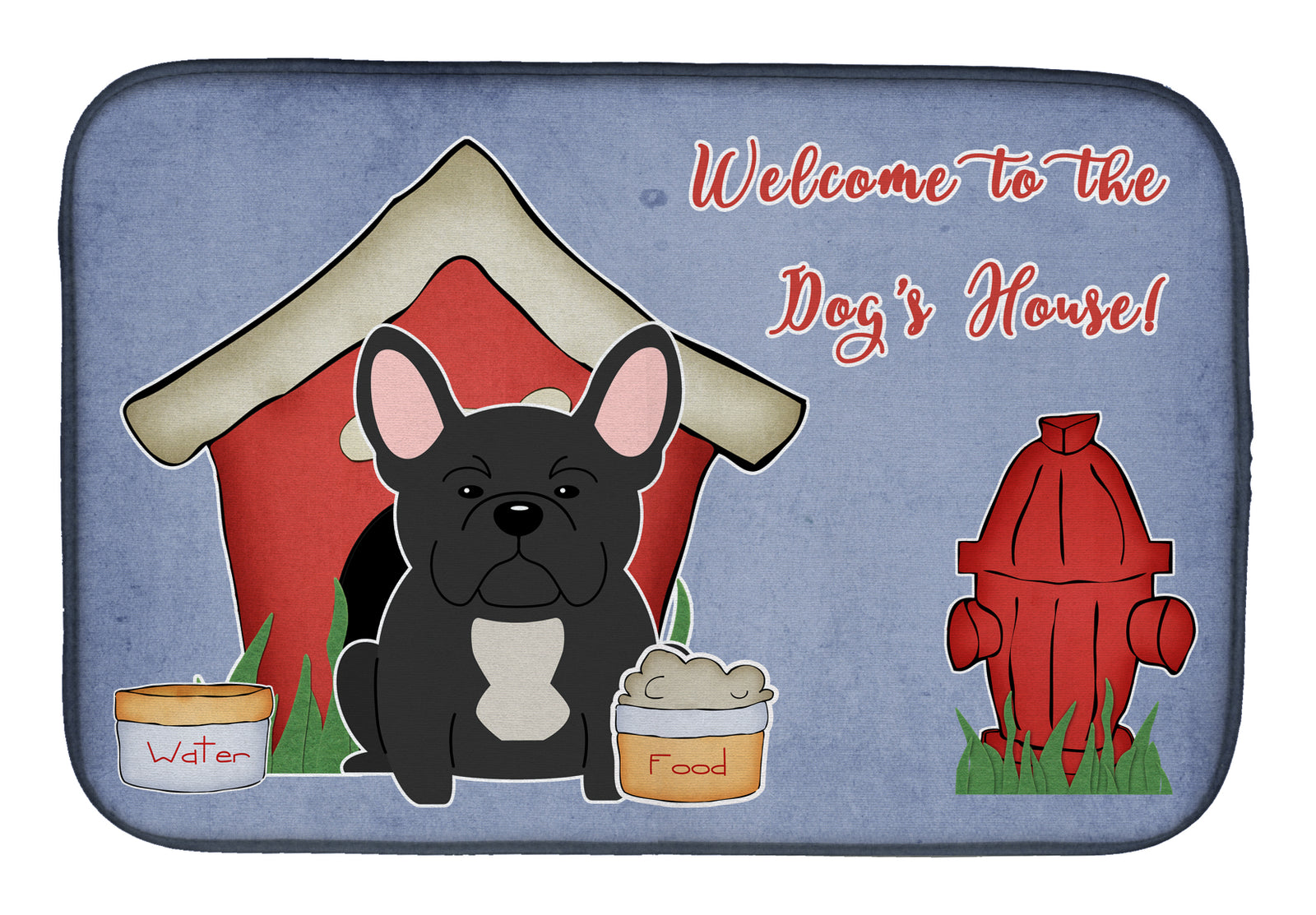 Dog House Collection French Bulldog Black Dish Drying Mat BB2768DDM  the-store.com.