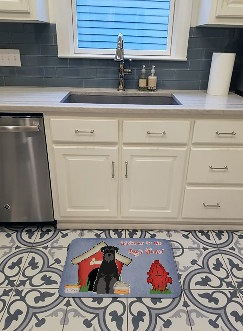 Dog House Collection Standard Schnauzer Black Machine Washable Memory Foam Mat BB2786RUG - the-store.com