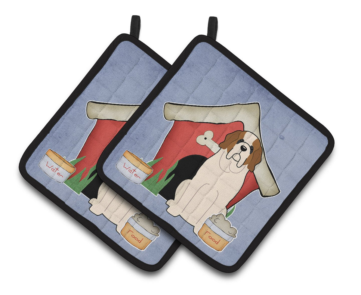 Dog House Collection Saint Bernard Pair of Pot Holders BB2789PTHD by Caroline&#39;s Treasures