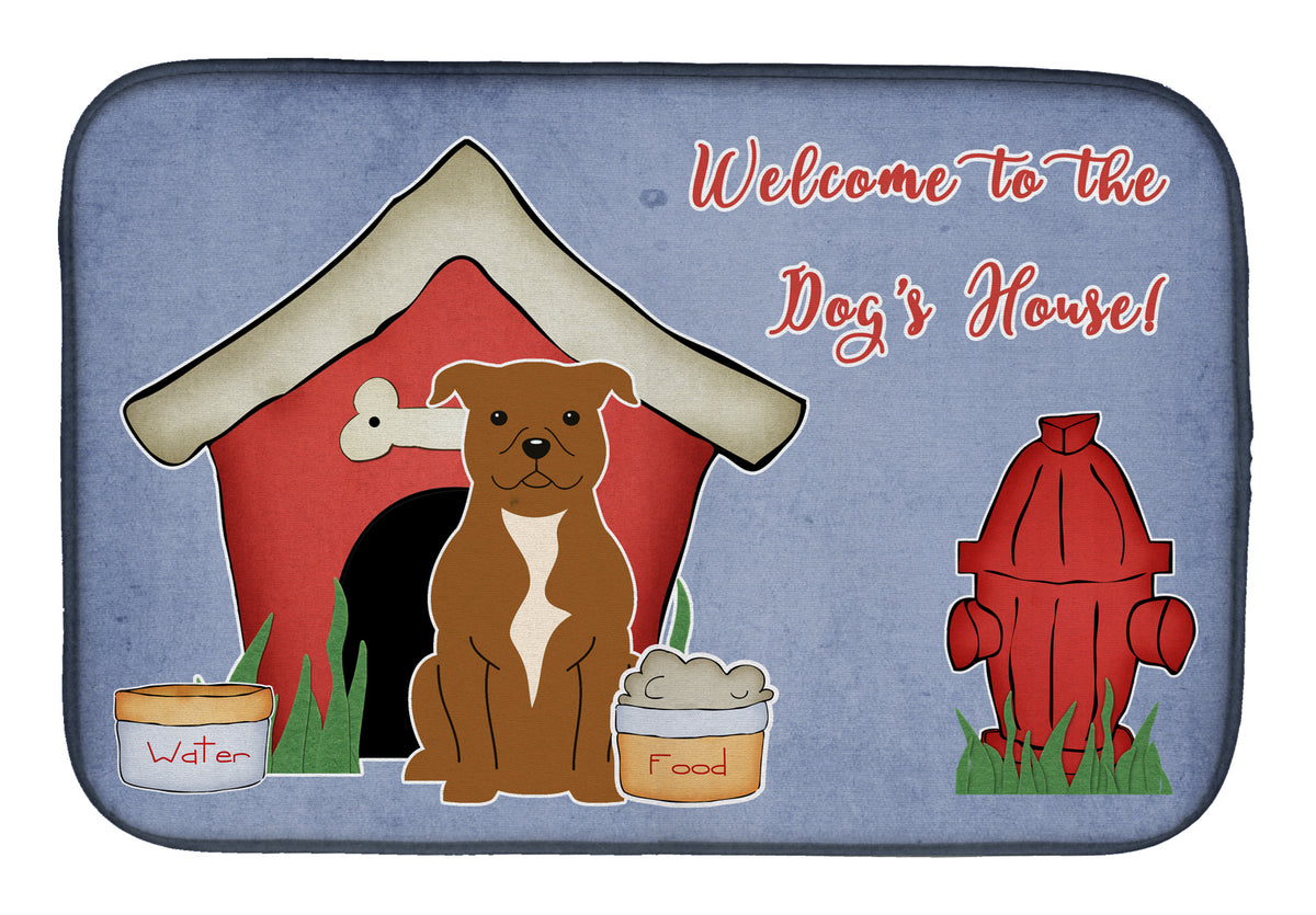 Dog House Collection Staffordshire Bull Terrier Brown Dish Drying Mat BB2801DDM  the-store.com.