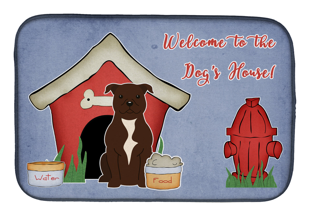 Dog House Collection Staffordshire Bull Terrier Chocolate Dish Drying Mat BB2802DDM  the-store.com.