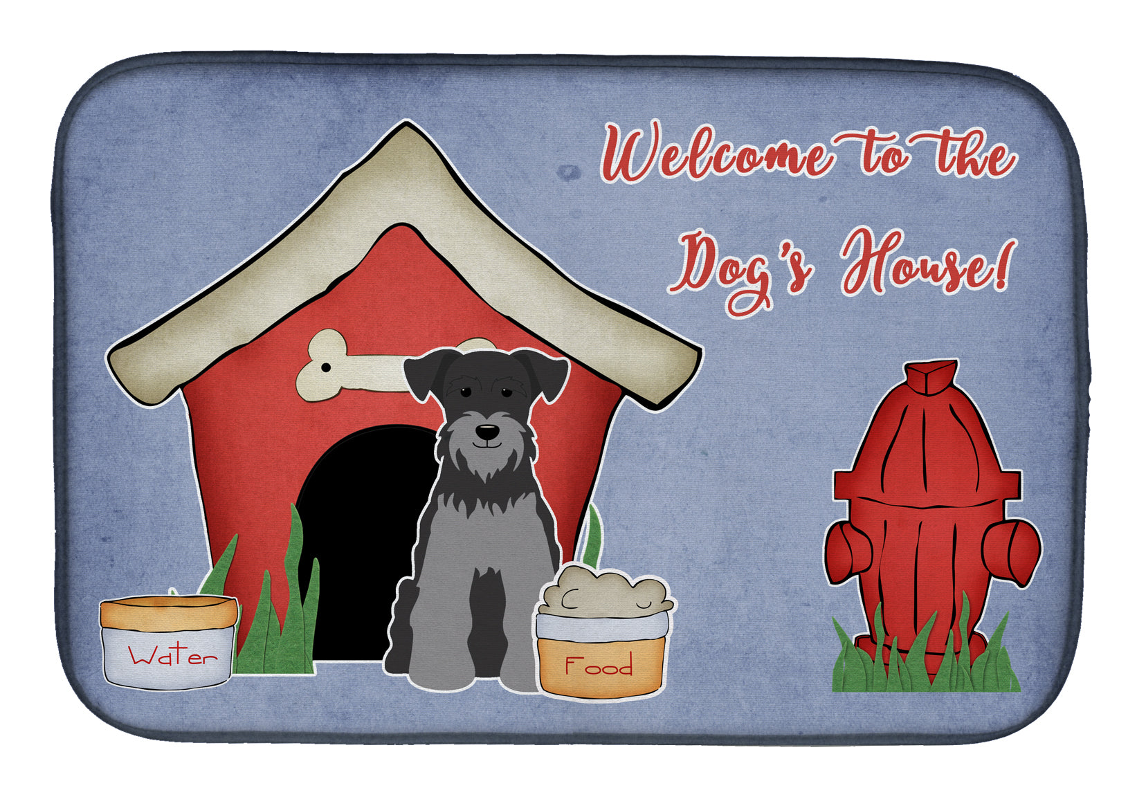 Dog House Collection Miniature Schanuzer Black Silver Dish Drying Mat BB2806DDM  the-store.com.
