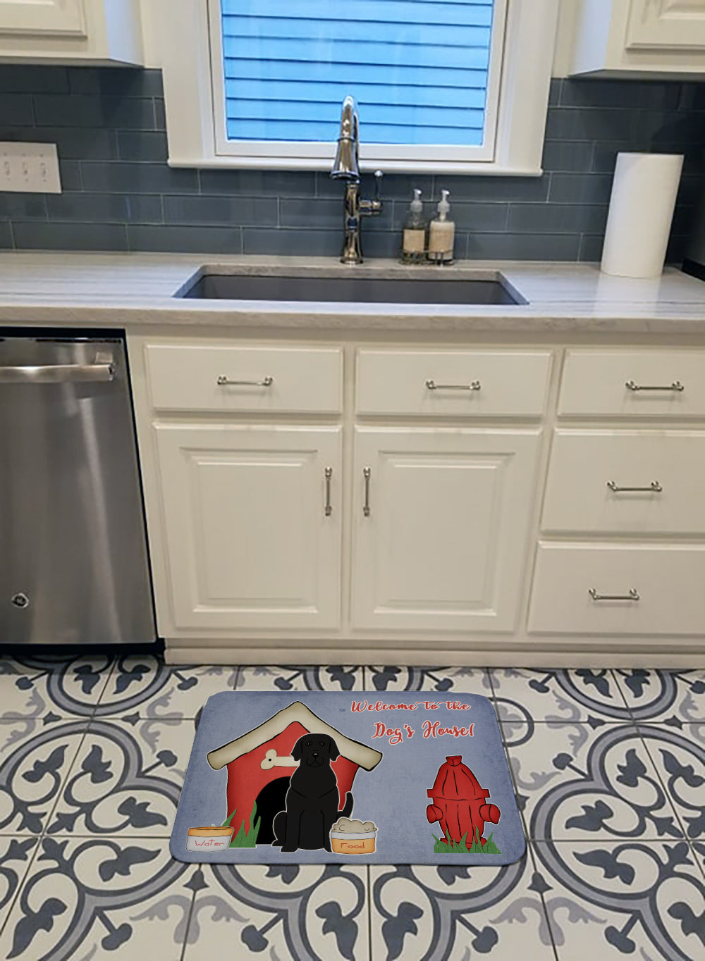 Dog House Collection Black Labrador Machine Washable Memory Foam Mat BB2811RUG - the-store.com