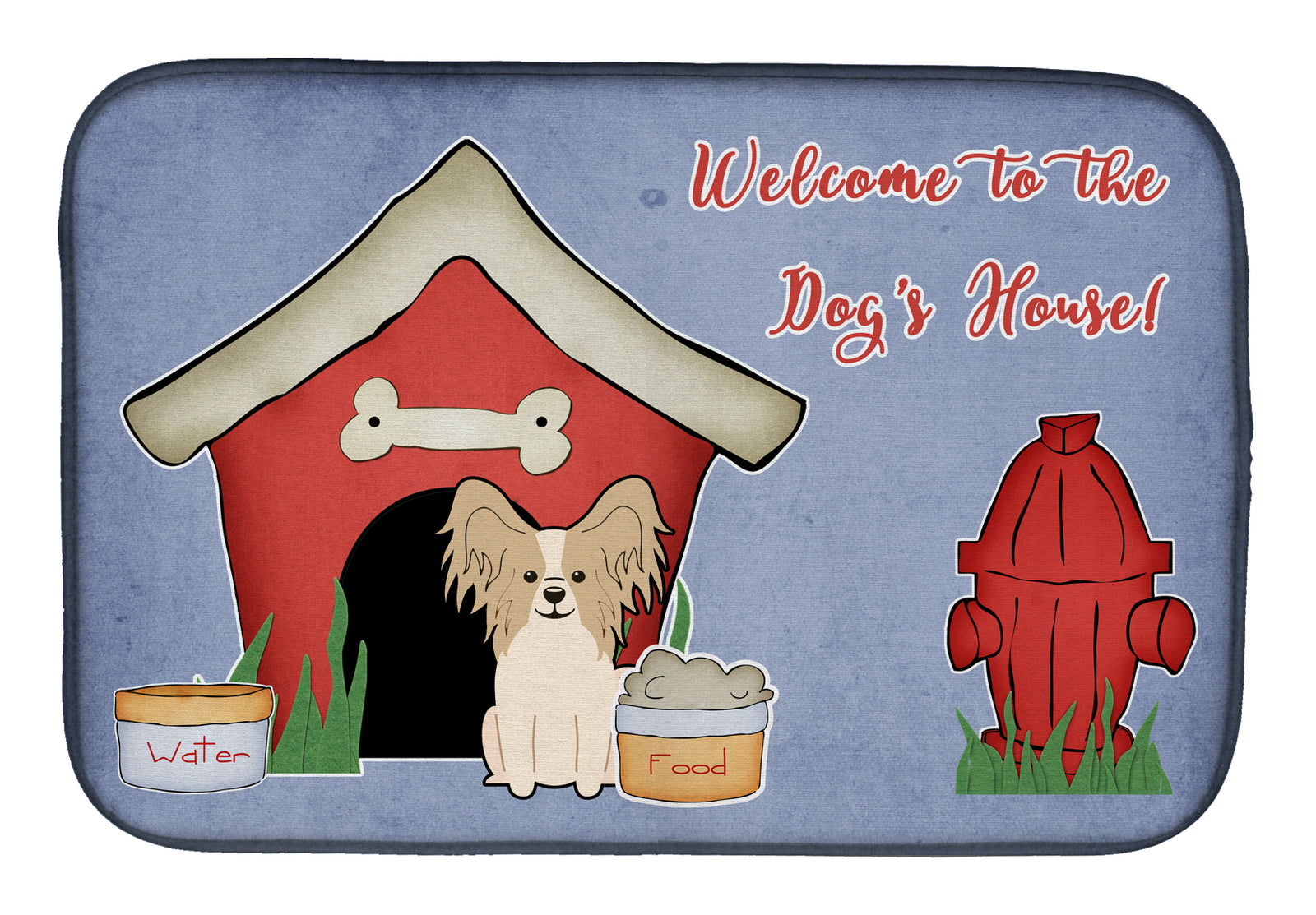 Dog House Collection Papillon Sable White Dish Drying Mat BB2831DDM  the-store.com.