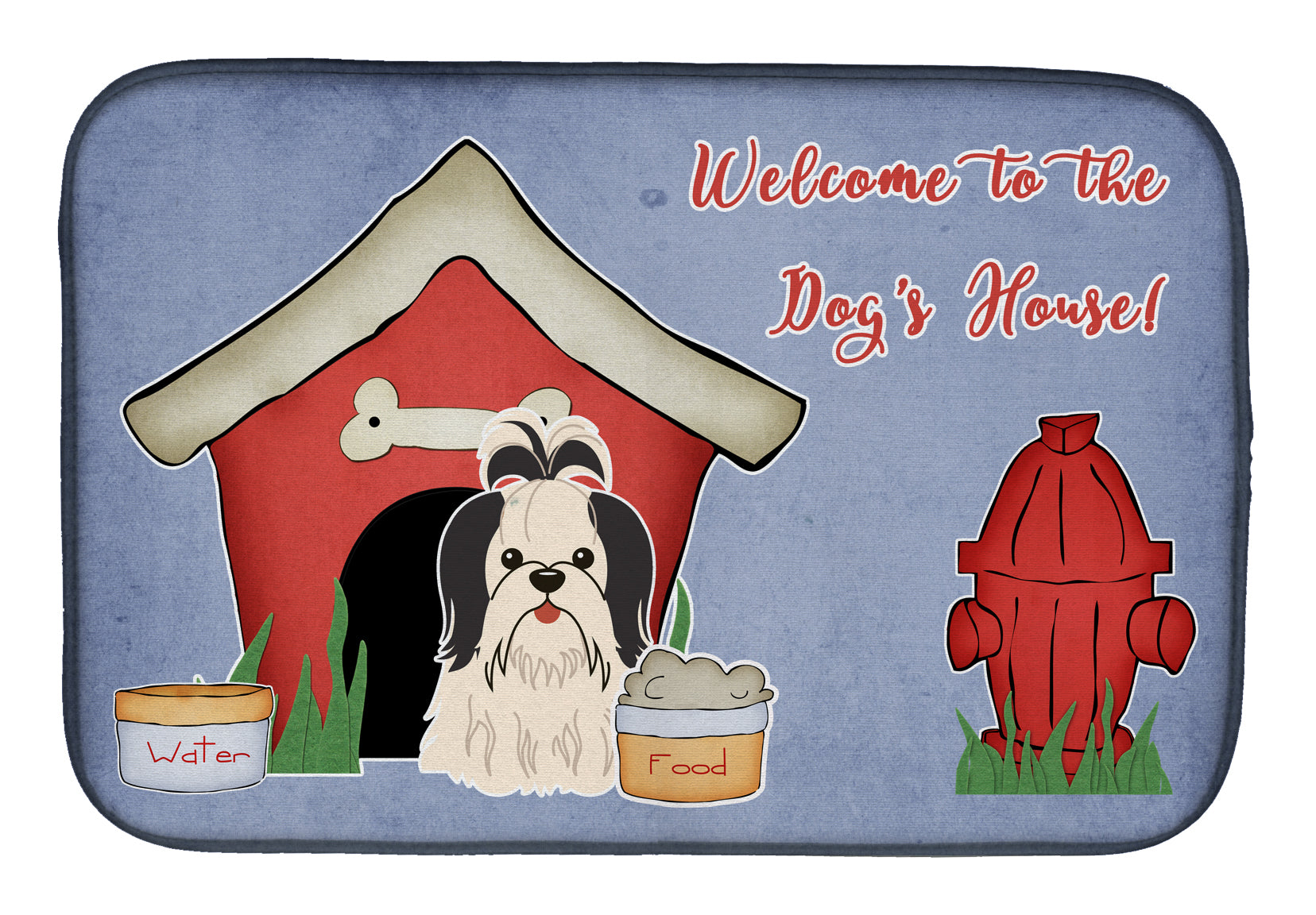 Dog House Collection Shih Tzu Black White Dish Drying Mat BB2842DDM  the-store.com.