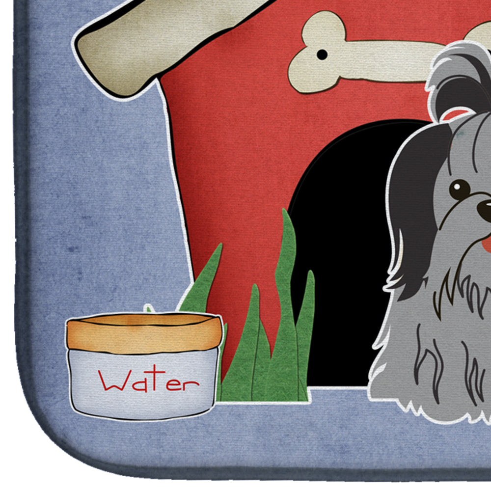 Dog House Collection Shih Tzu Black Silver Dish Drying Mat BB2843DDM  the-store.com.