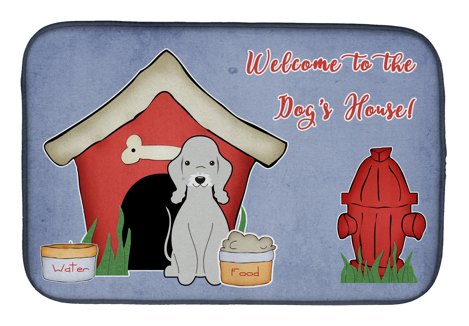 Dog House Collection Bedlington Terrier Blue Dish Drying Mat BB2844DDM  the-store.com.