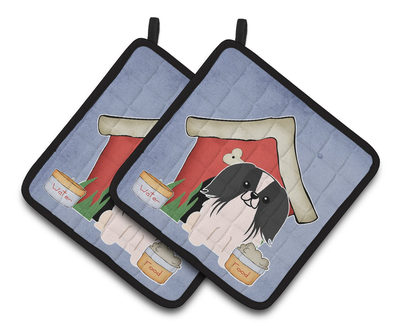 Dog House Collection Pekingnese Black White Pair of Pot Holders by Caroline's Treasures