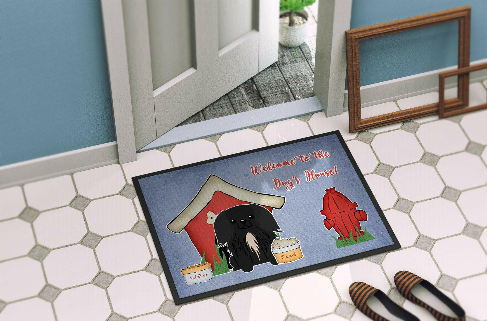 Dog House Collection Pekingnese Black Indoor or Outdoor Mat 24x36 BB2861JMAT - the-store.com