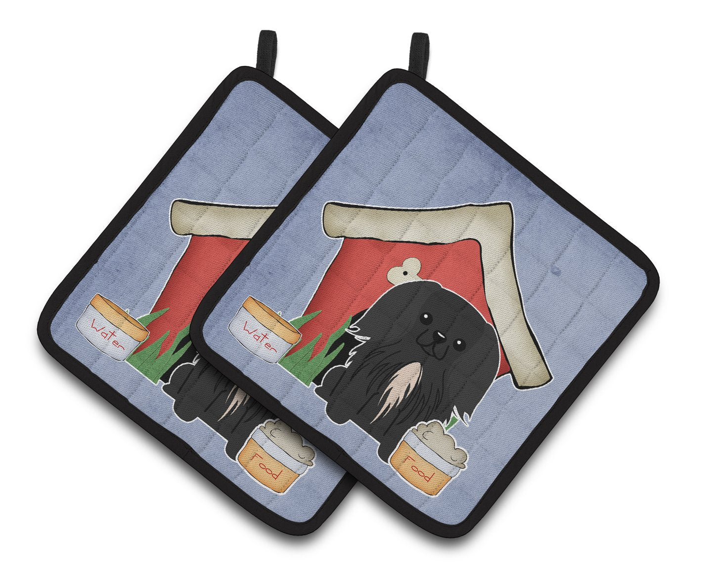 Dog House Collection Pekingnese Black Pair of Pot Holders by Caroline's Treasures