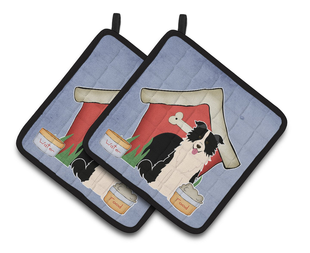 Dog House Collection Border Collie Black White Pair of Pot Holders by Caroline&#39;s Treasures