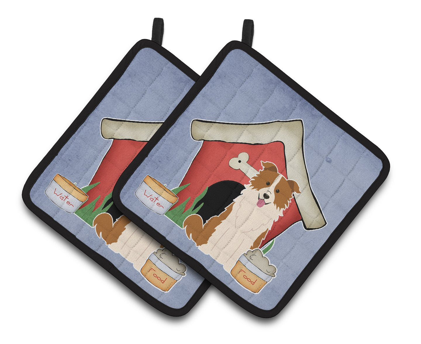 Dog House Collection Border Collie Red White Pair of Pot Holders BB2873PTHD by Caroline's Treasures