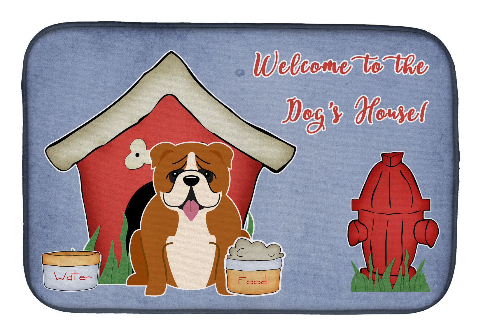 Dog House Collection English Bulldog Red White Dish Drying Mat BB2874DDM  the-store.com.