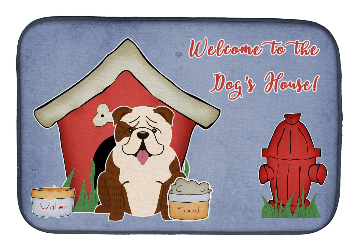 Dog House Collection English Bulldog Brindle White Dish Drying Mat BB2875DDM  the-store.com.