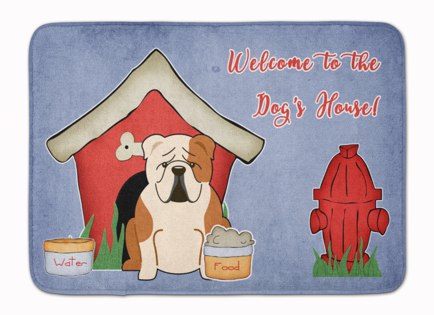 Dog House Collection English Bulldog Fawn White Machine Washable Memory Foam Mat BB2879RUG - the-store.com