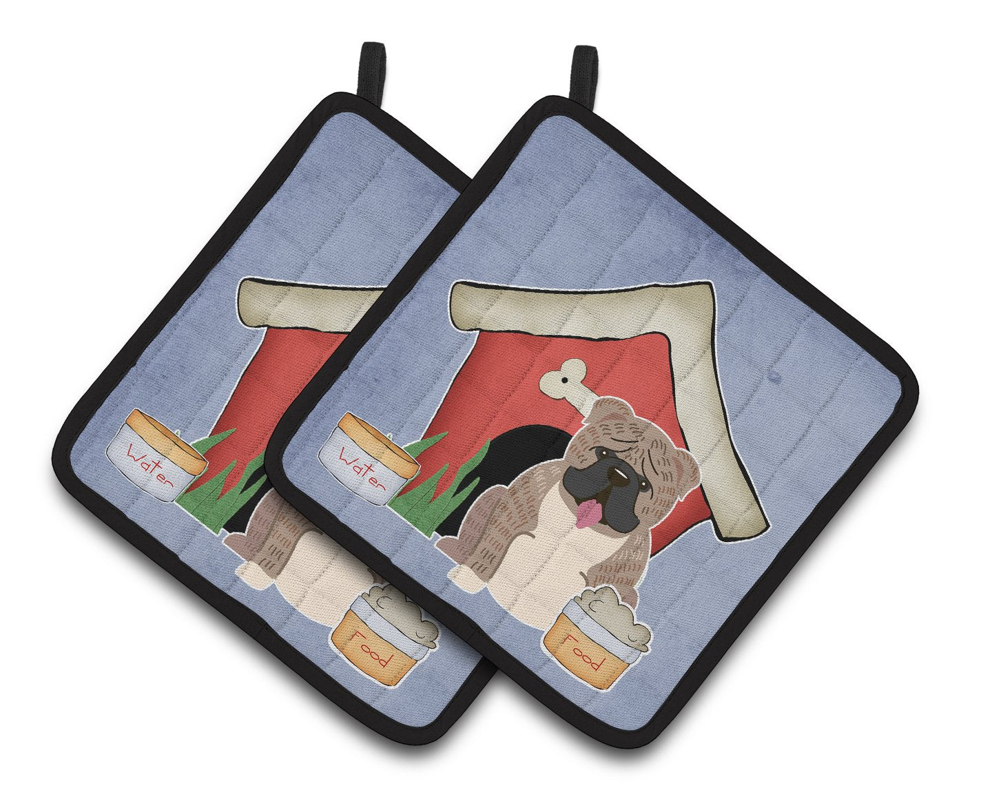 Dog House Collection English Bulldog Grey Brindle Pair of Pot Holders by Caroline's Treasures