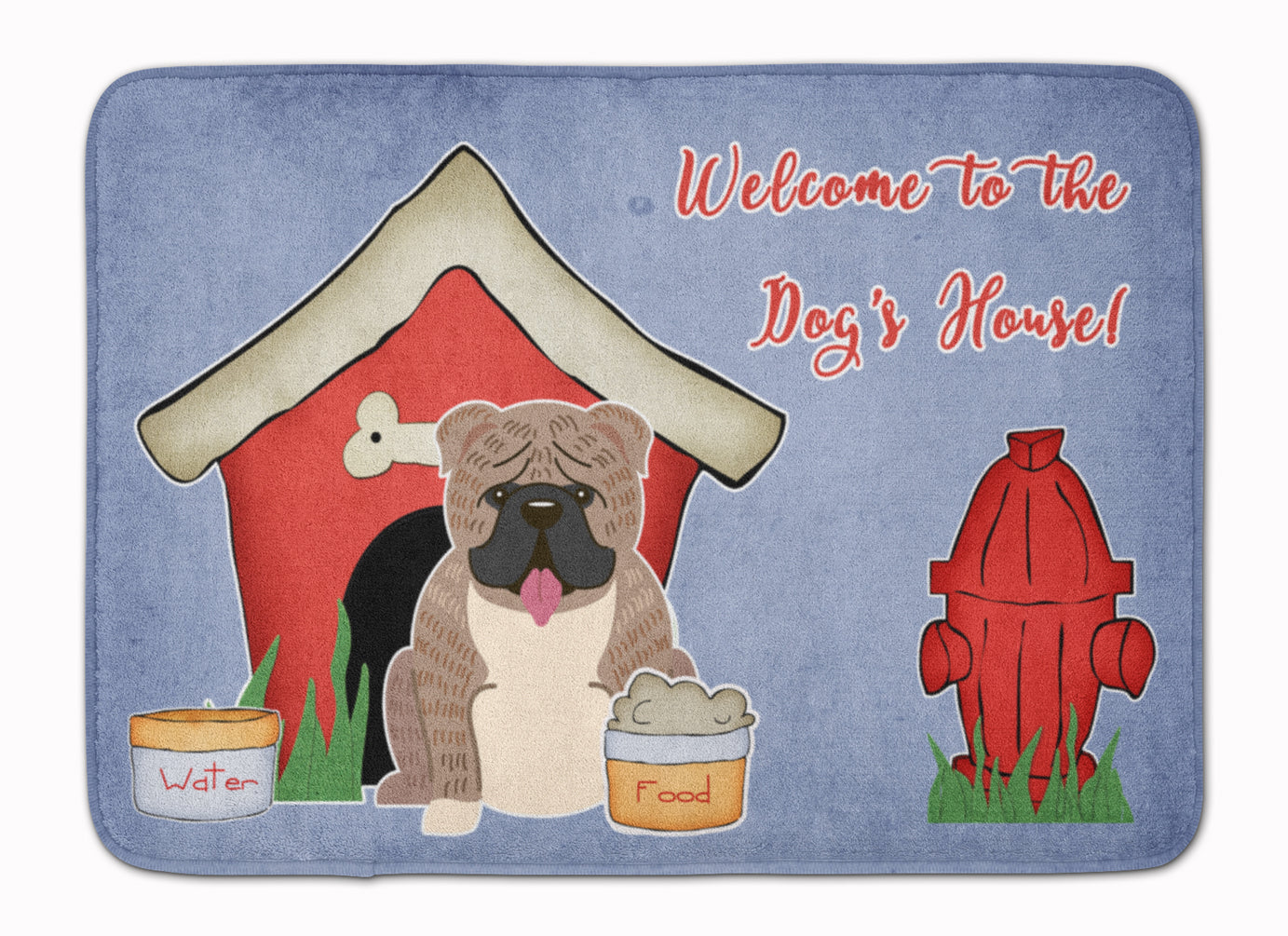 Dog House Collection English Bulldog Grey Brindle  Machine Washable Memory Foam Mat BB2880RUG - the-store.com