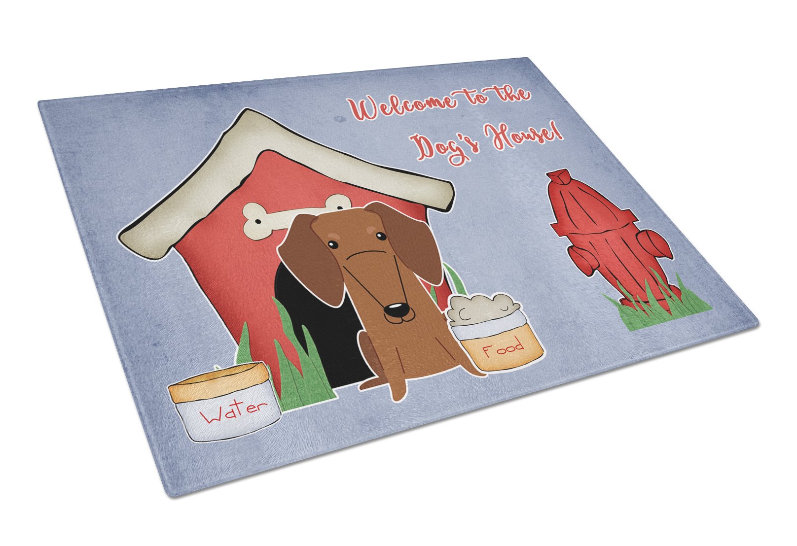 Dog House Collection Dachshund Red Brown Glass Cutting Board Large BB2884LCB by Caroline's Treasures