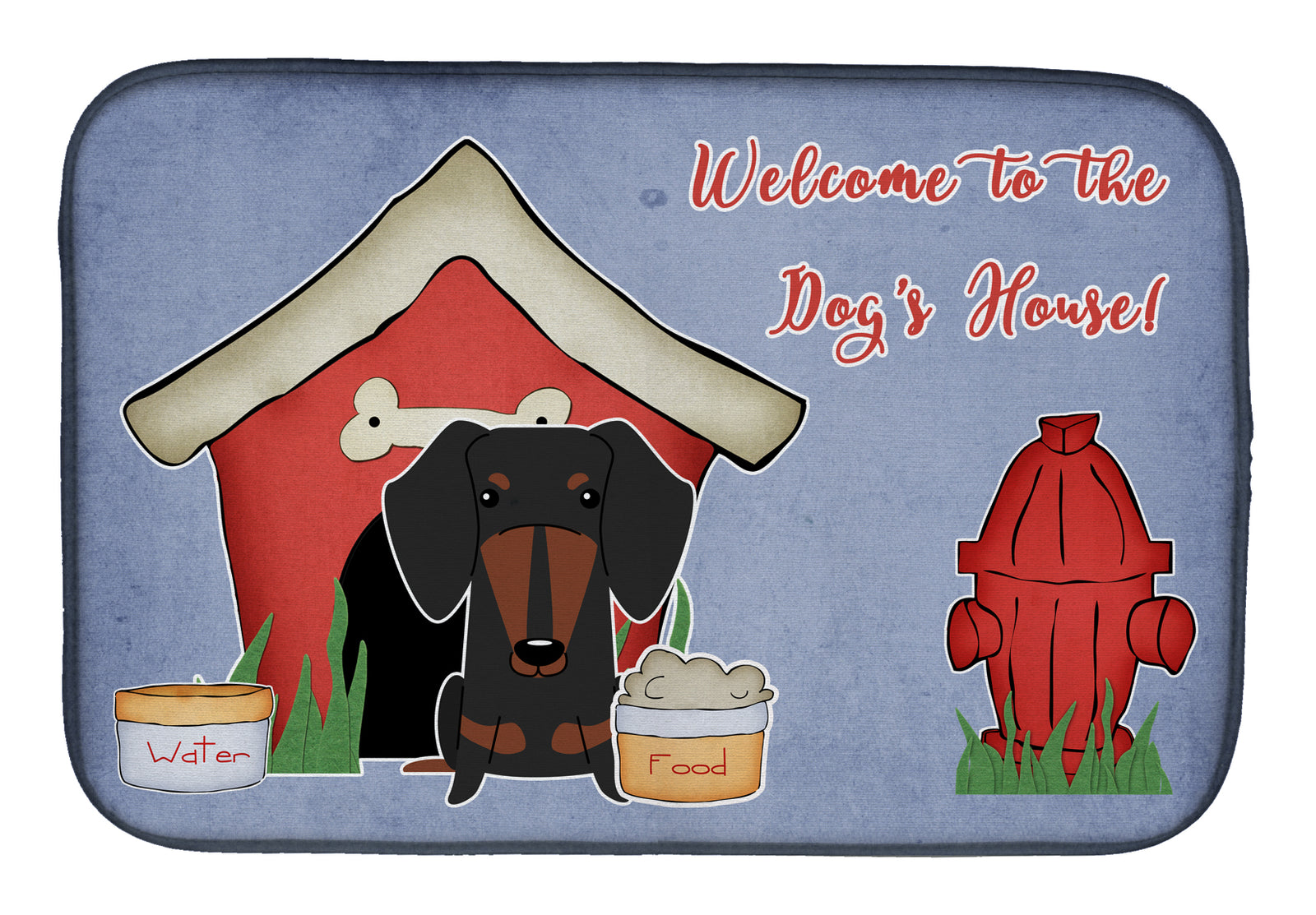 Dog House Collection Dachshund Black Tan Dish Drying Mat BB2886DDM  the-store.com.