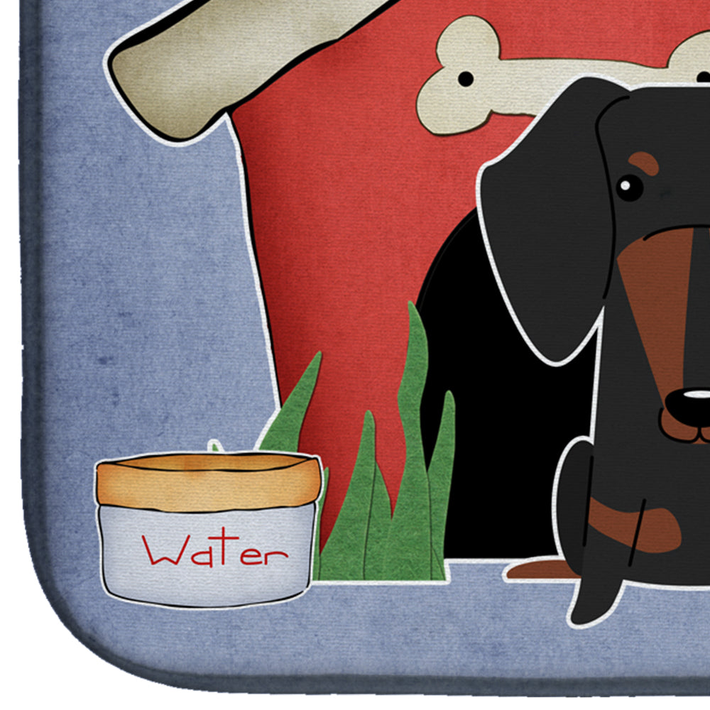 Dog House Collection Dachshund Black Tan Dish Drying Mat BB2886DDM  the-store.com.