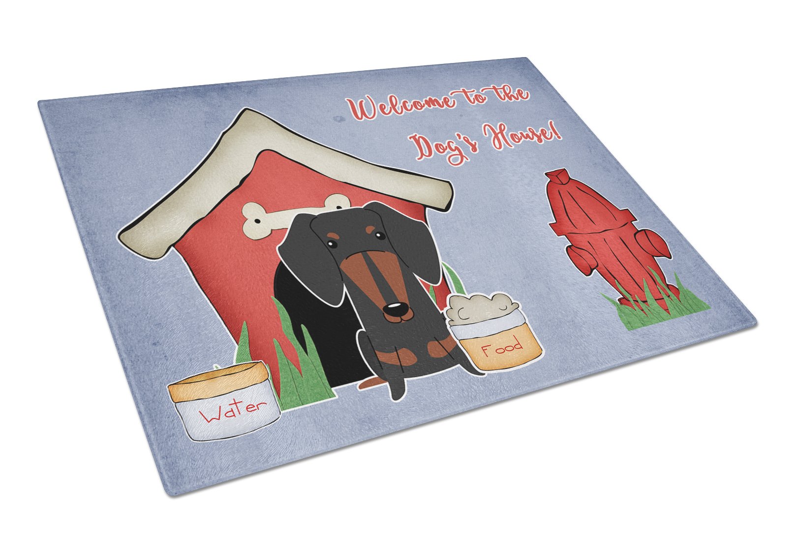 Dog House Collection Dachshund Black Tan Glass Cutting Board Large BB2886LCB by Caroline's Treasures