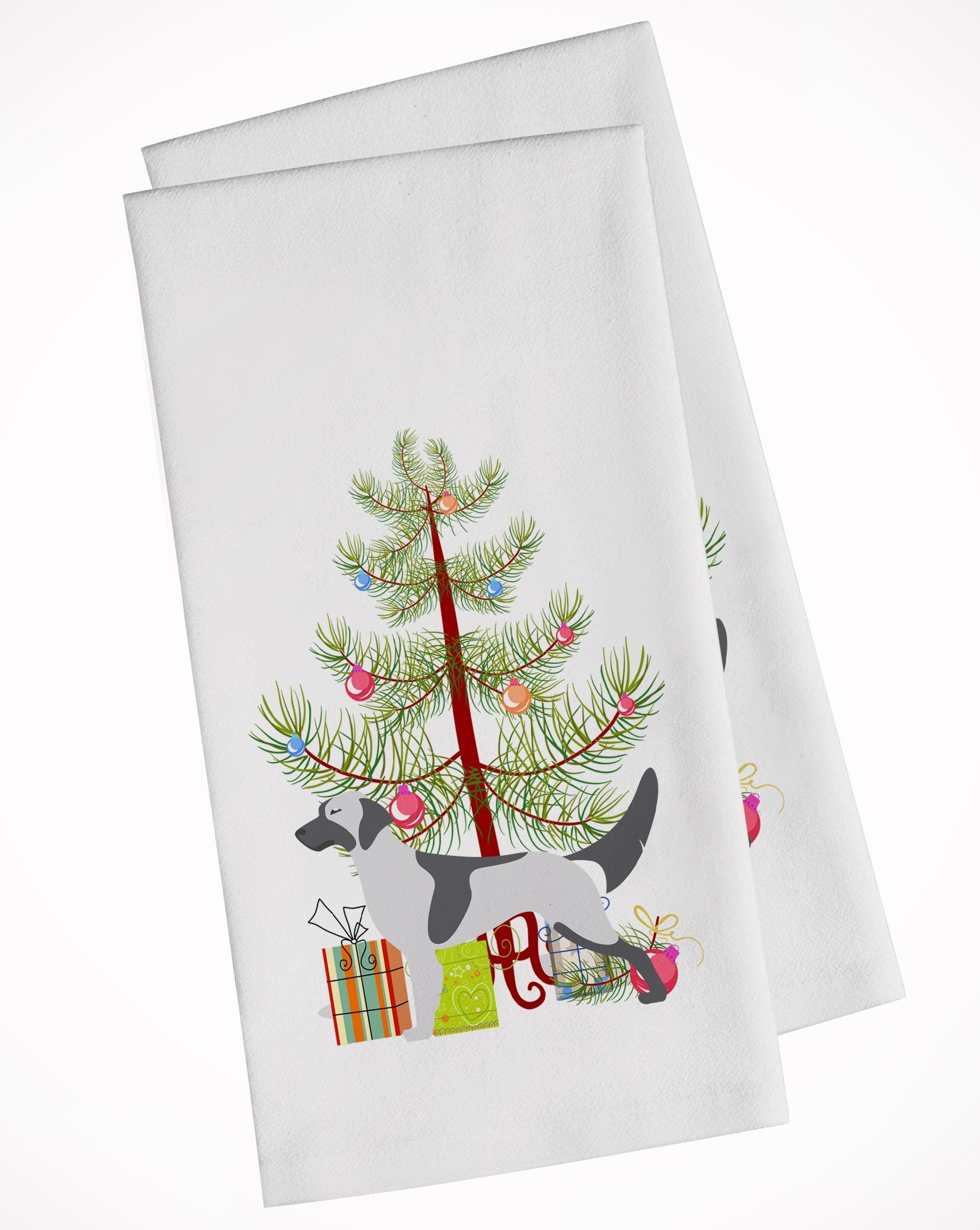 English Setter Merry Christmas Tree White Kitchen Towel Set of 2 BB2899WTKT by Caroline's Treasures