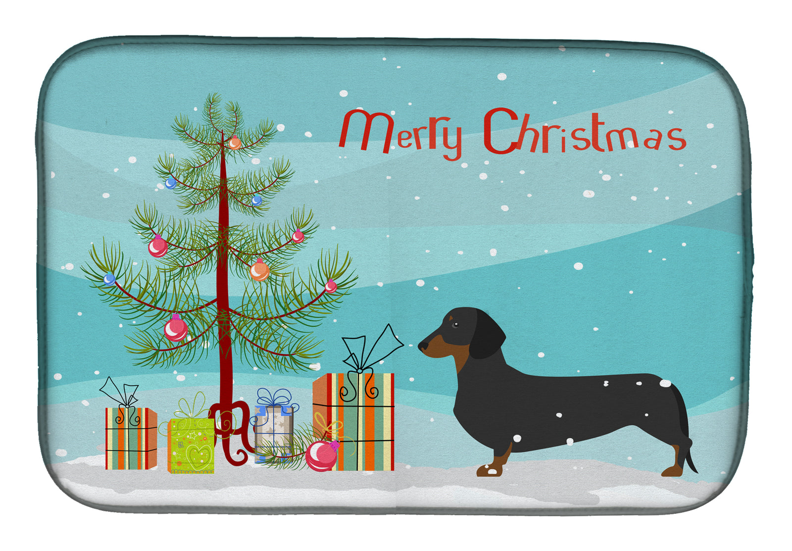 Dachshund Merry Christmas Tree Dish Drying Mat BB2900DDM  the-store.com.