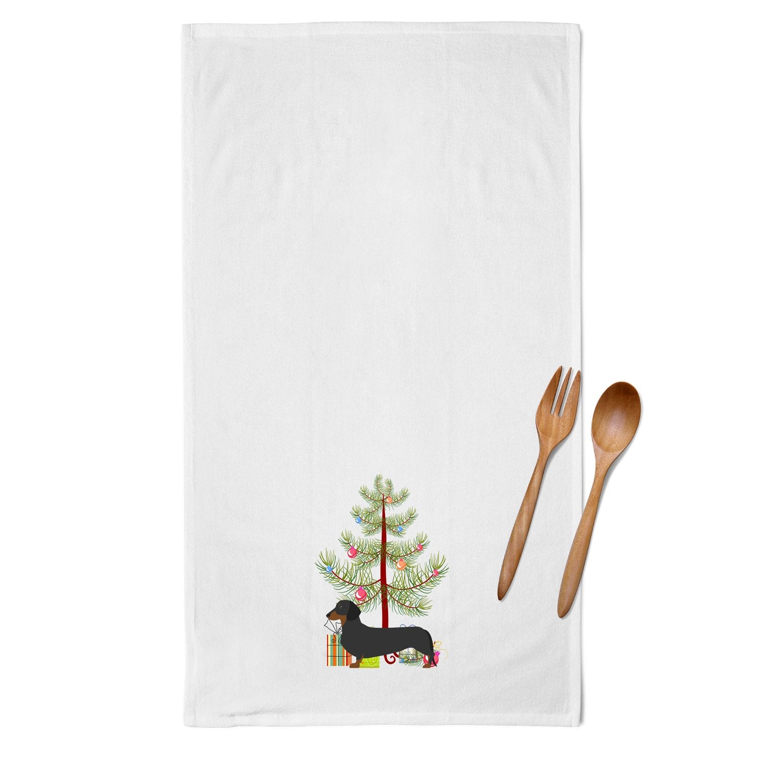 Dachshund Merry Christmas Tree White Kitchen Towel Set of 2 BB2900WTKT by Caroline's Treasures