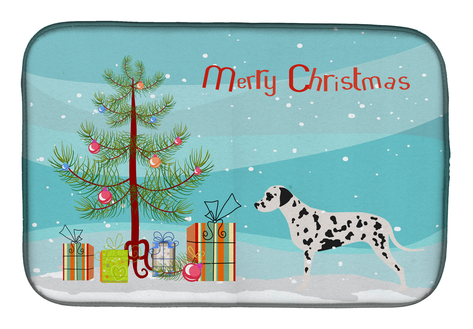 Dalmatian Merry Christmas Tree Dish Drying Mat BB2901DDM  the-store.com.