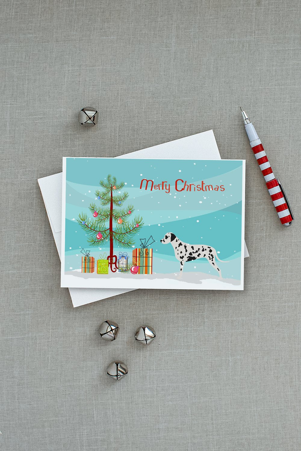 Dalmatian Merry Christmas Tree Greeting Cards and Envelopes Pack of 8 - the-store.com