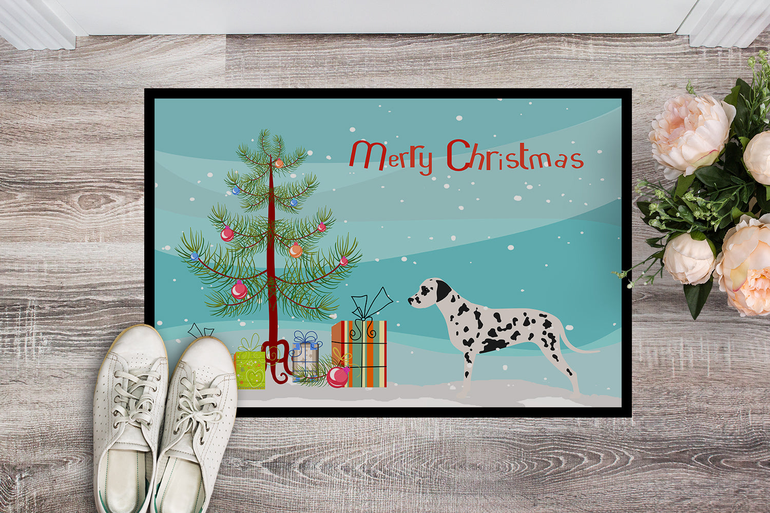 Dalmatian Merry Christmas Tree Indoor or Outdoor Mat 18x27 BB2901MAT - the-store.com