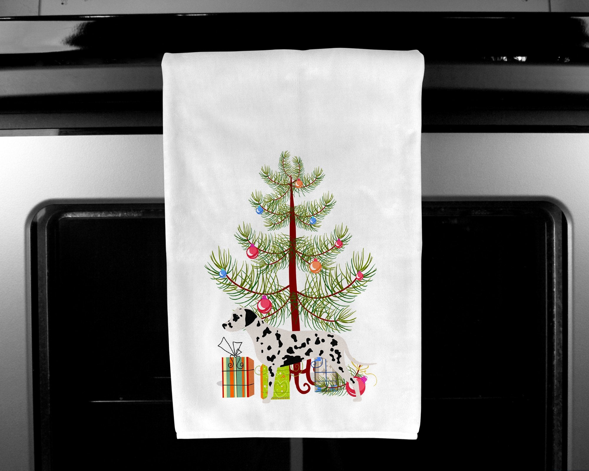 Dalmatian Merry Christmas Tree White Kitchen Towel Set of 2 BB2901WTKT by Caroline's Treasures