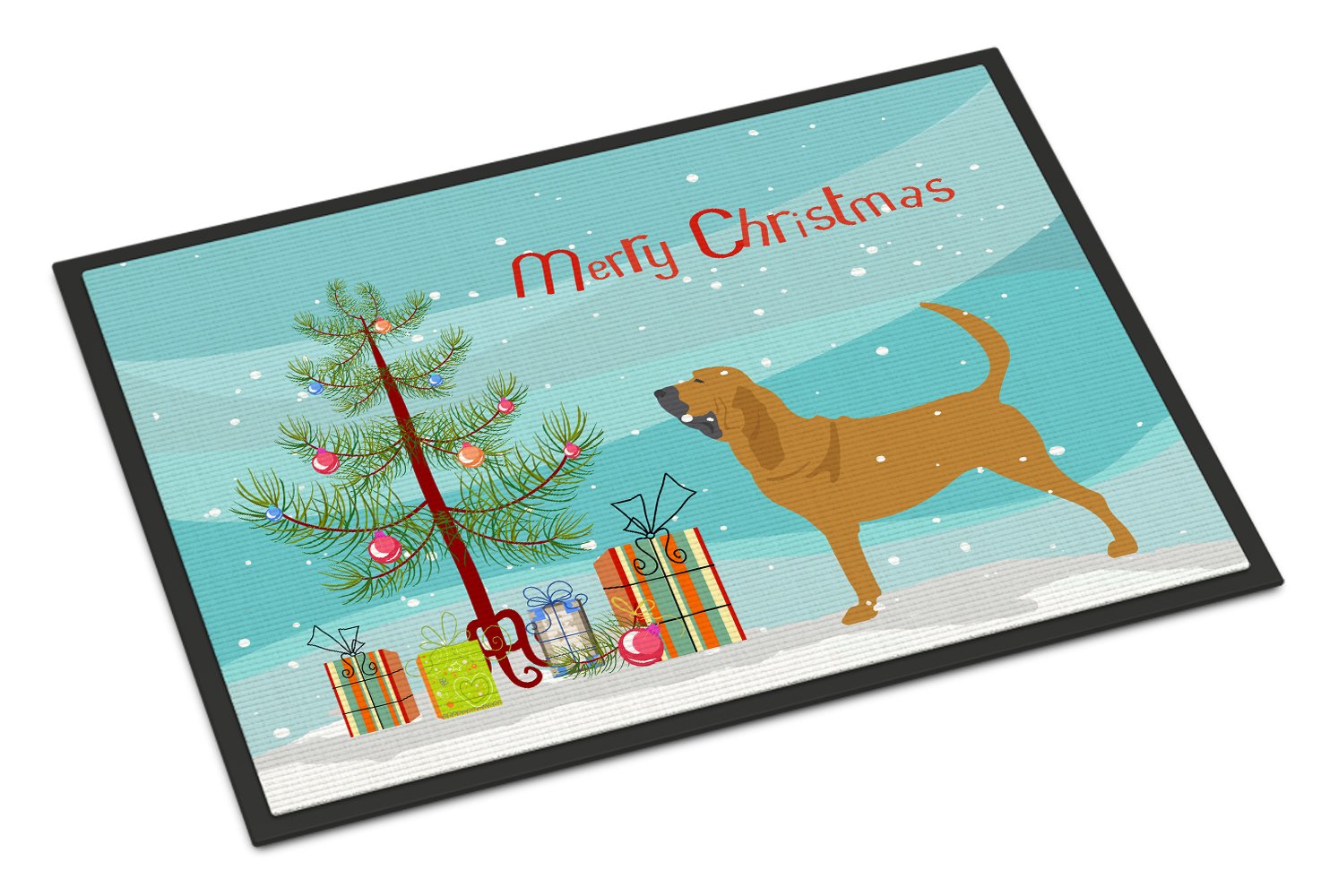 Bloodhound Merry Christmas Tree Indoor or Outdoor Mat 24x36 BB2902JMAT by Caroline's Treasures