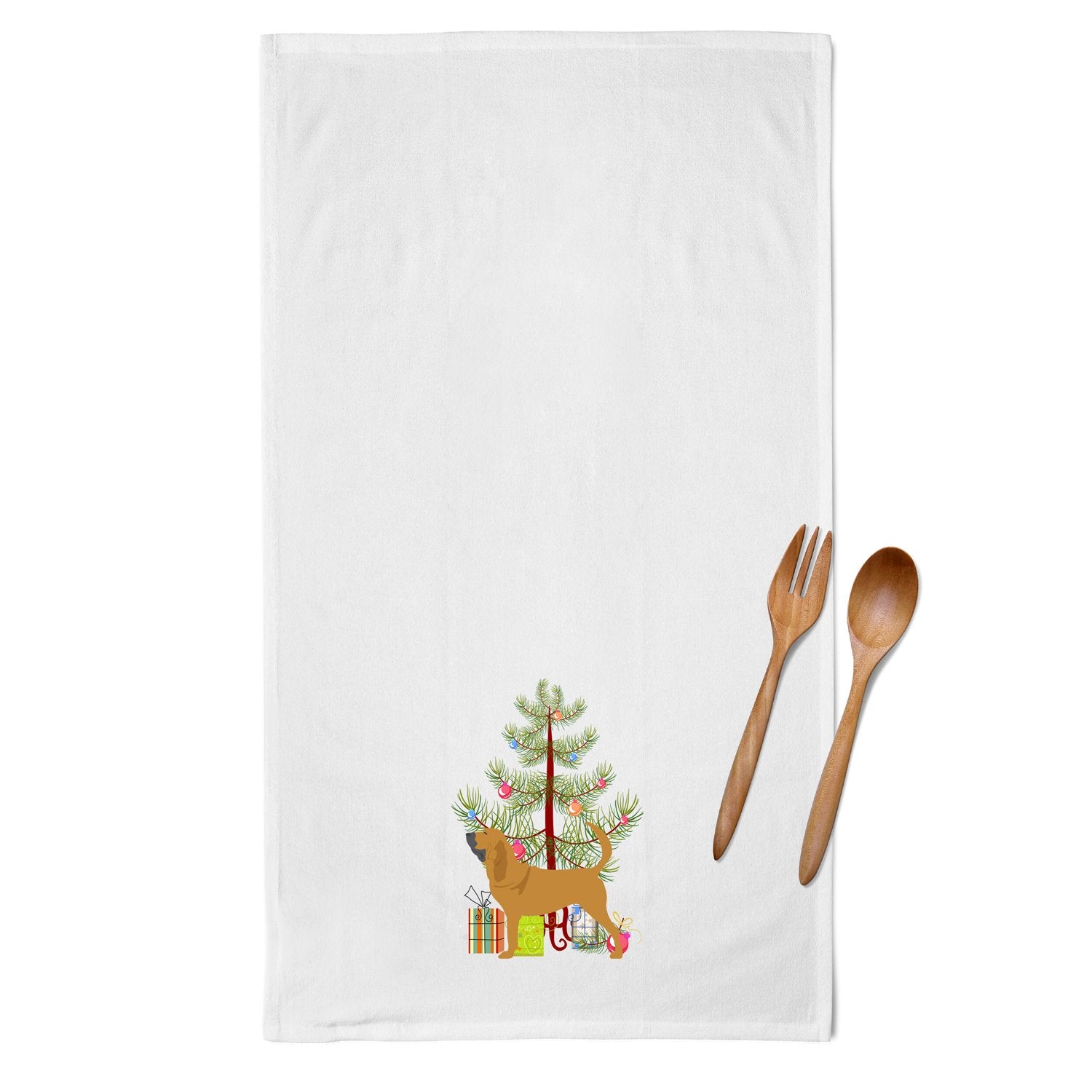 Bloodhound Merry Christmas Tree White Kitchen Towel Set of 2 BB2902WTKT by Caroline's Treasures