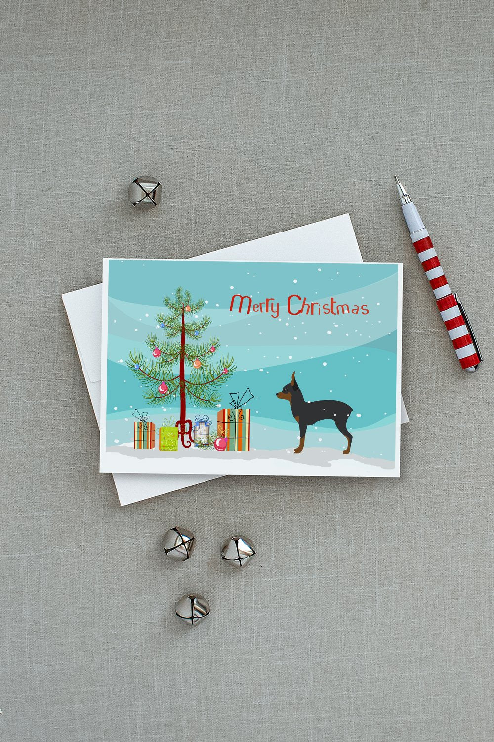 Toy Fox Terrier Merry Christmas Tree Greeting Cards and Envelopes Pack of 8 - the-store.com