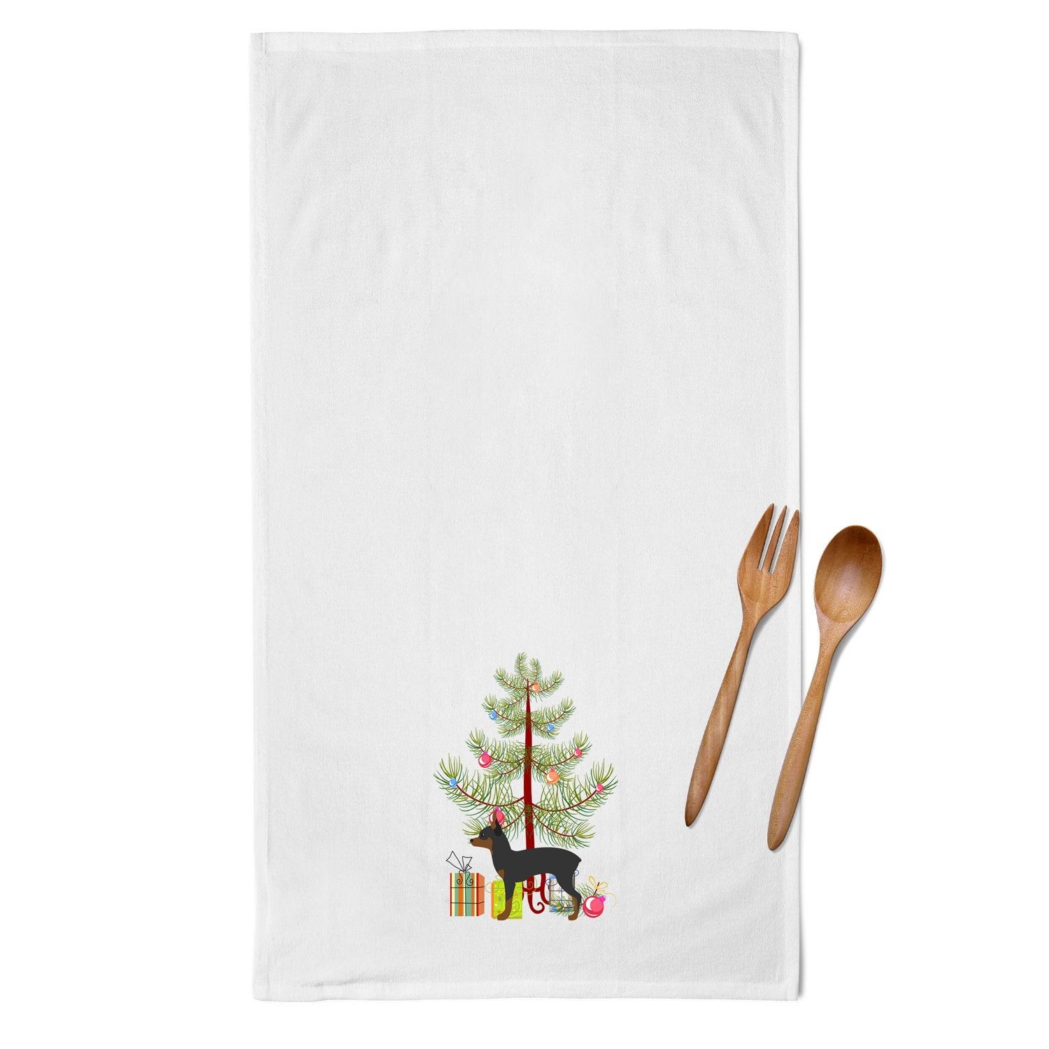 Toy Fox Terrier Merry Christmas Tree White Kitchen Towel Set of 2 BB2905WTKT by Caroline's Treasures