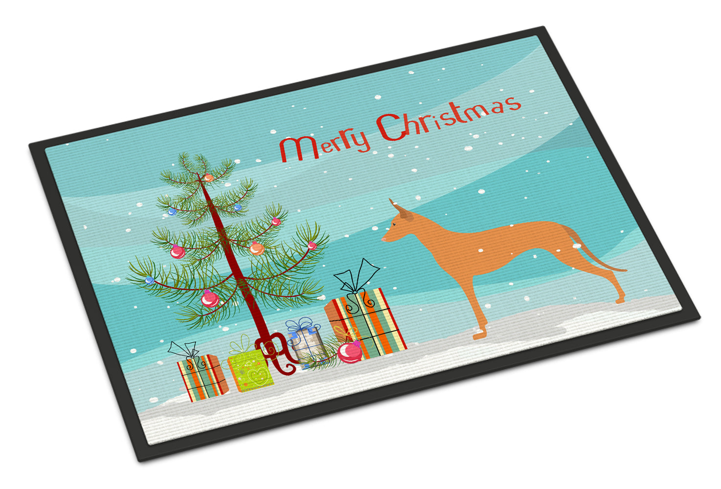 Pharaoh Hound Merry Christmas Tree Indoor or Outdoor Mat 18x27 BB2906MAT - the-store.com