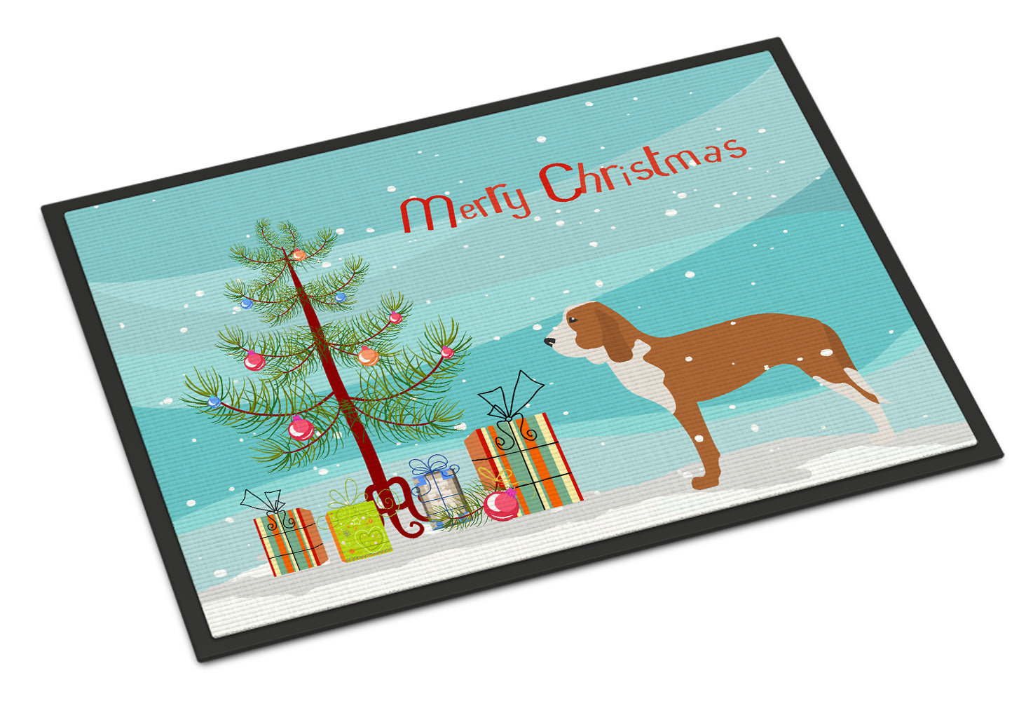 Spanish Hound Merry Christmas Tree Indoor or Outdoor Mat 18x27 BB2909MAT - the-store.com