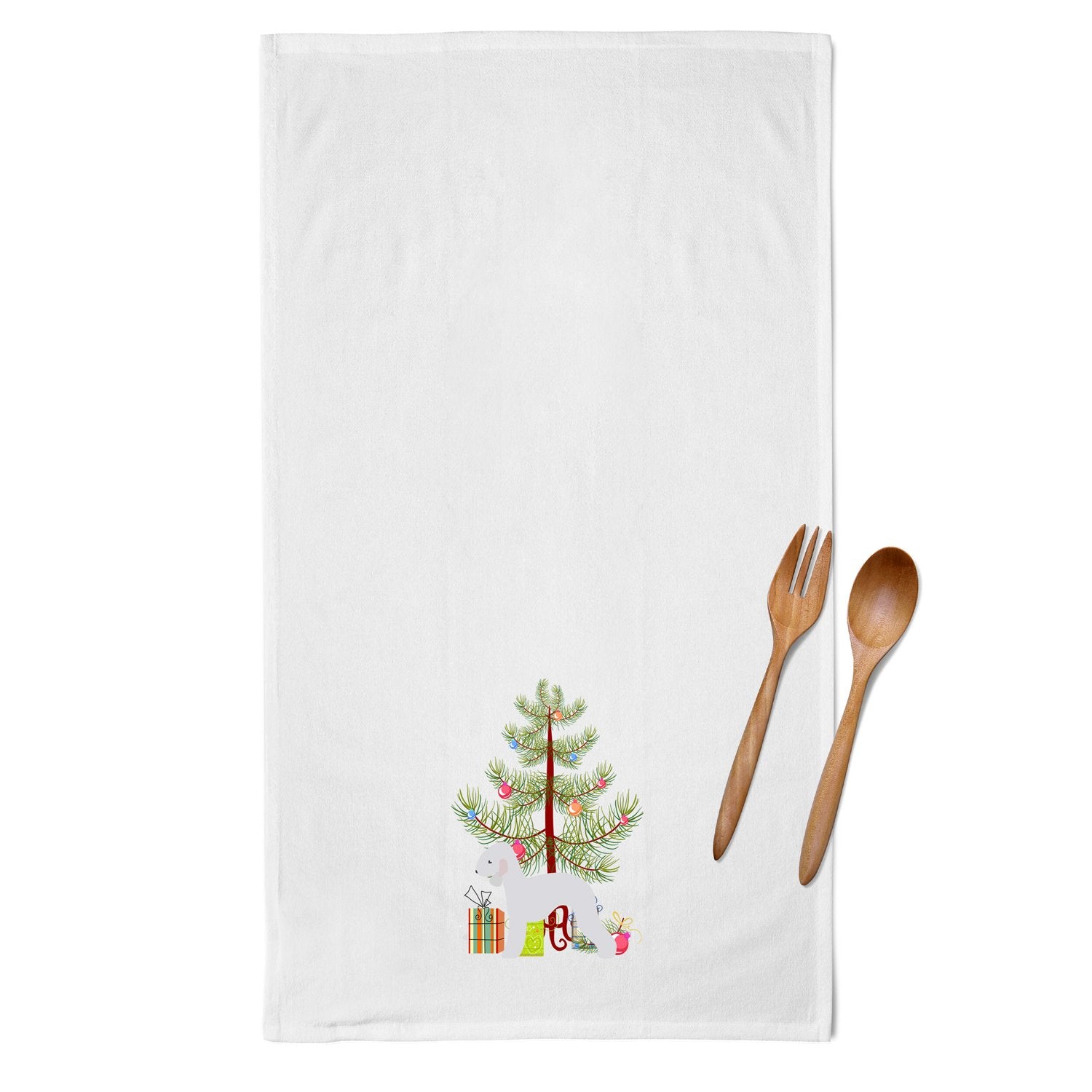 Bedlington Terrier Merry Christmas Tree White Kitchen Towel Set of 2 BB2912WTKT by Caroline's Treasures