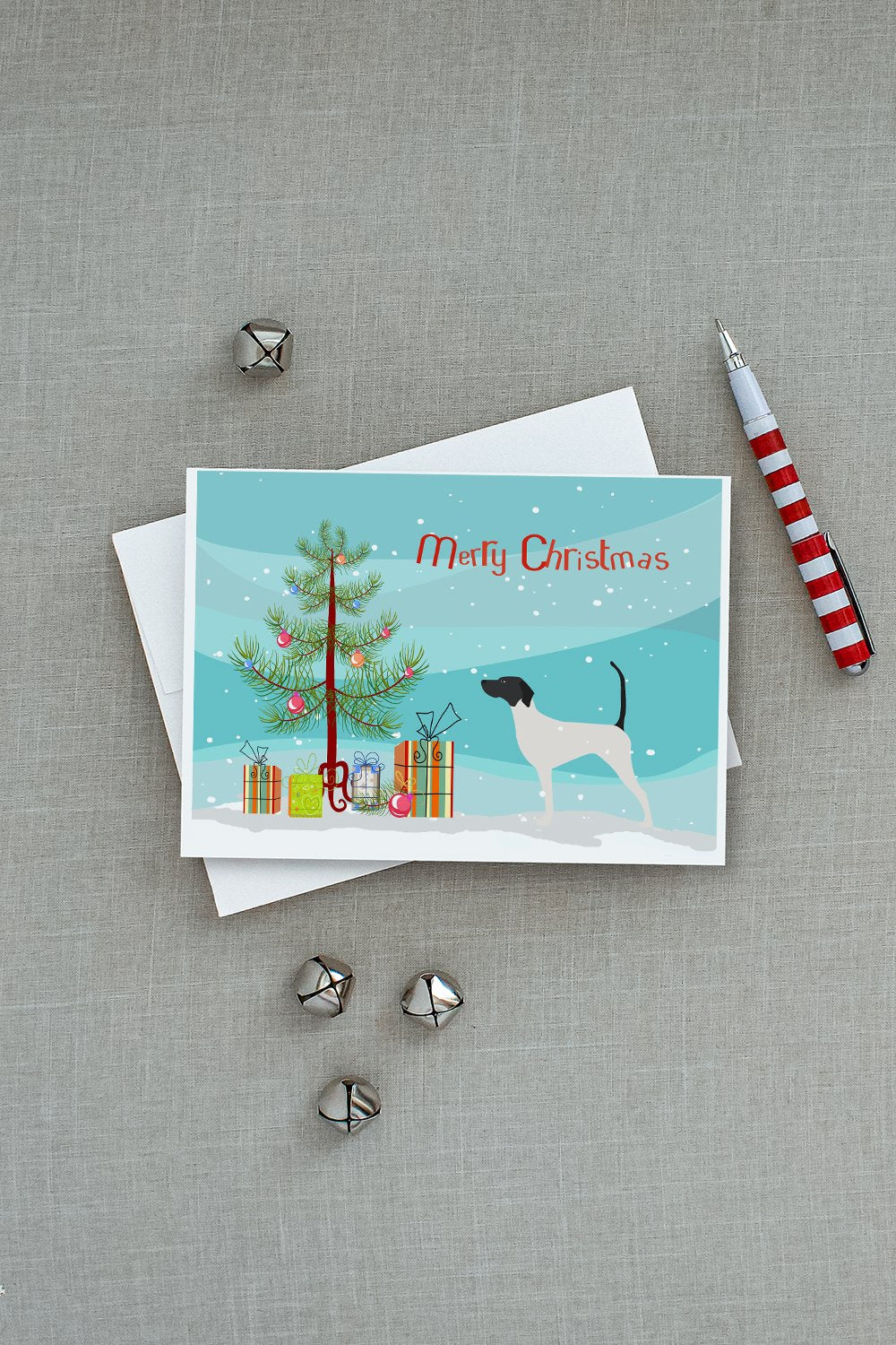 English Pointer Merry Christmas Tree Greeting Cards and Envelopes Pack of 8 - the-store.com