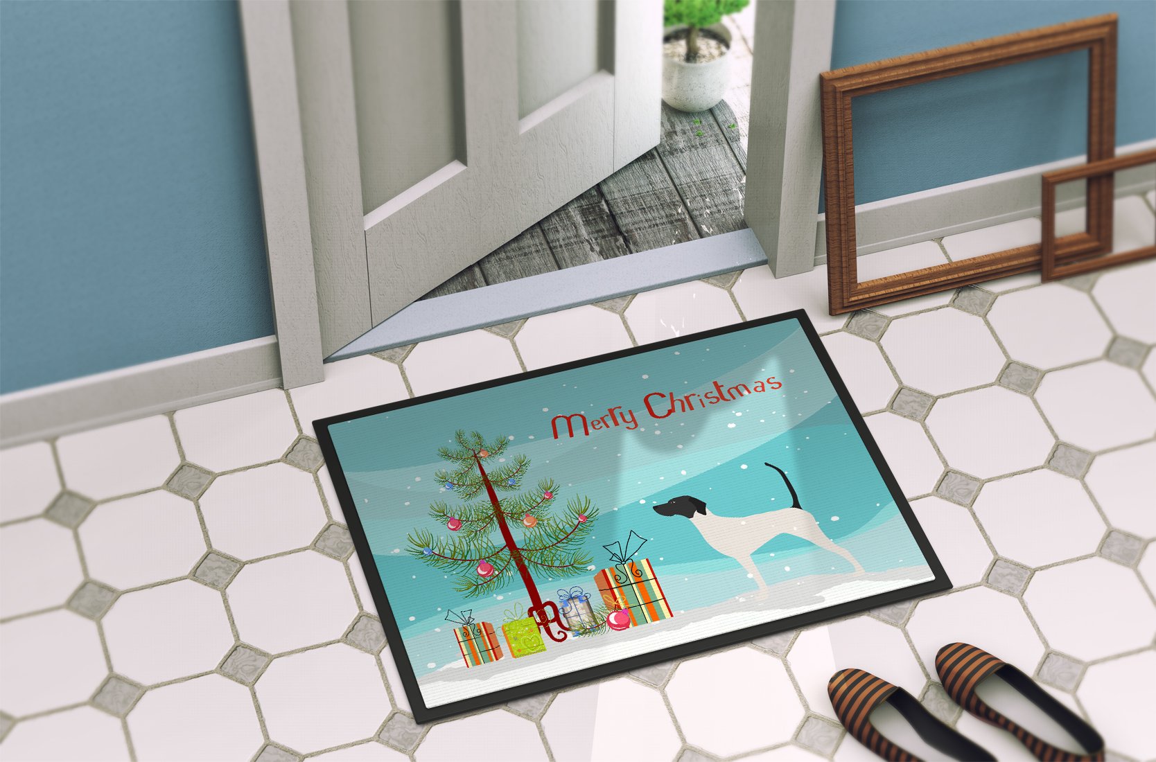 English Pointer Merry Christmas Tree Indoor or Outdoor Mat 24x36 BB2913JMAT by Caroline's Treasures