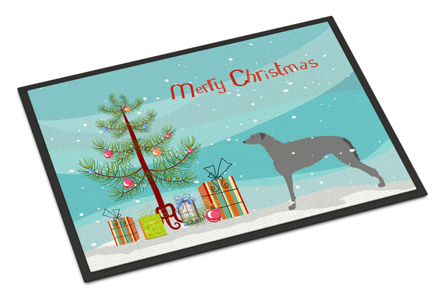 Scottish Deerhound Merry Christmas Tree Indoor or Outdoor Mat 18x27 BB2914MAT - the-store.com