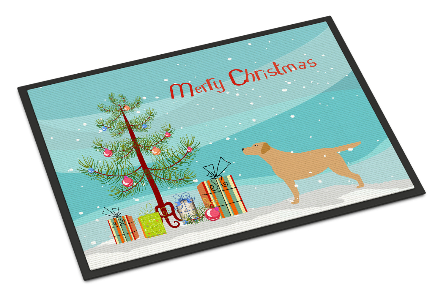 Yellow Labrador Retriever Merry Christmas Tree Indoor or Outdoor Mat 18x27 BB2915MAT - the-store.com